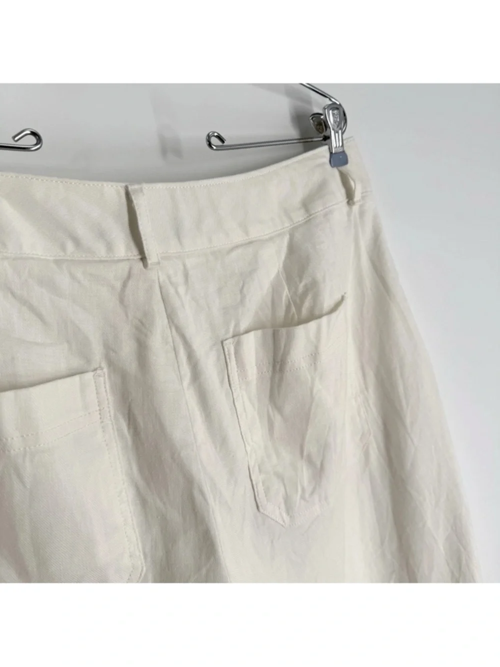 Banana Republic Wide Leg Pants Womens Size 12 Ivory Stretch Linen Cotton